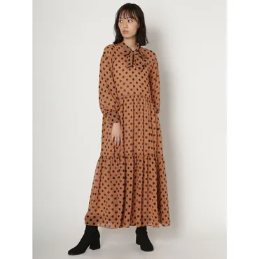 LILY BROWN リリーブラウン Lily Brown ボウタイボリュームワンピース （ブラウン） 