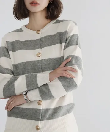 ELFRANK カーディガン ボーダーニットカーディガン レディース : ZOZOTOWN Yahoo!店 