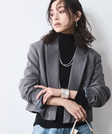 クロップドテーラードジャケット＜大きいサイズ有＞シック ...