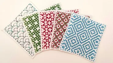 セリアの刺し子花ふきんでコースターを作ってみた!